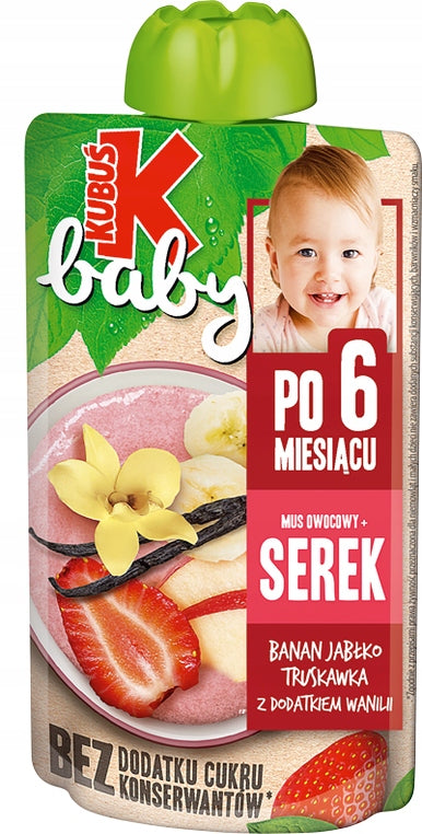 Mousse Kubuś Baby cheese strawberry vanilla 9x 100g Packaging status original