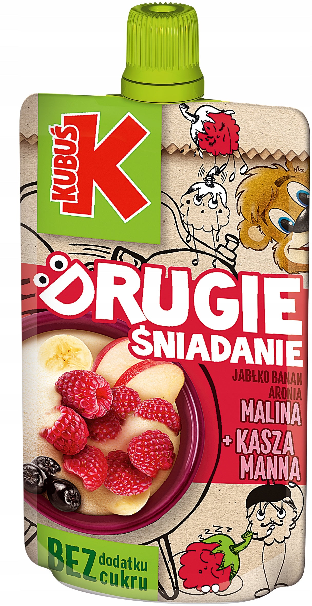 Mousse Kubuś Second Breakfast Raspberry Groats manna 12 x 100g Packaging status original