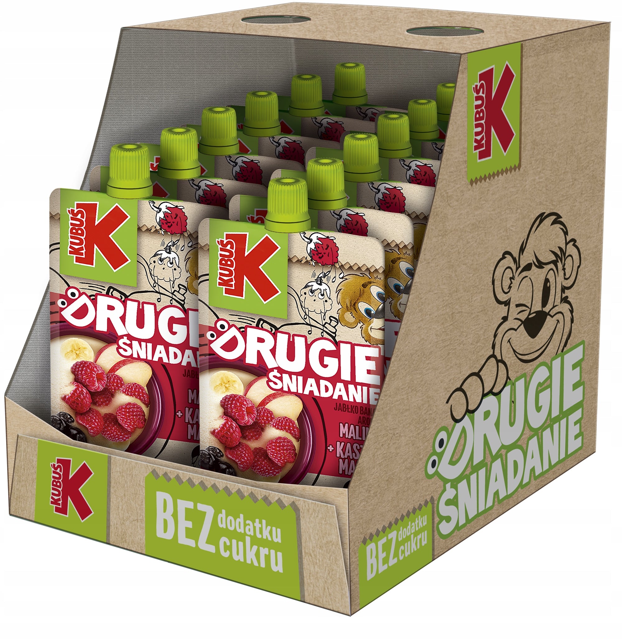 Mousse Kubuś Second Breakfast Raspberry Groats manna 12 x 100g