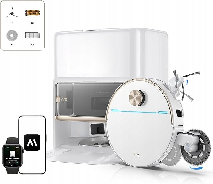 Mova V70 Ultra Complete X Robot Vacuum with 40000Pa Suction, MaxiReachX Mop, 15N Force, 300Rpm Brush - Boxed