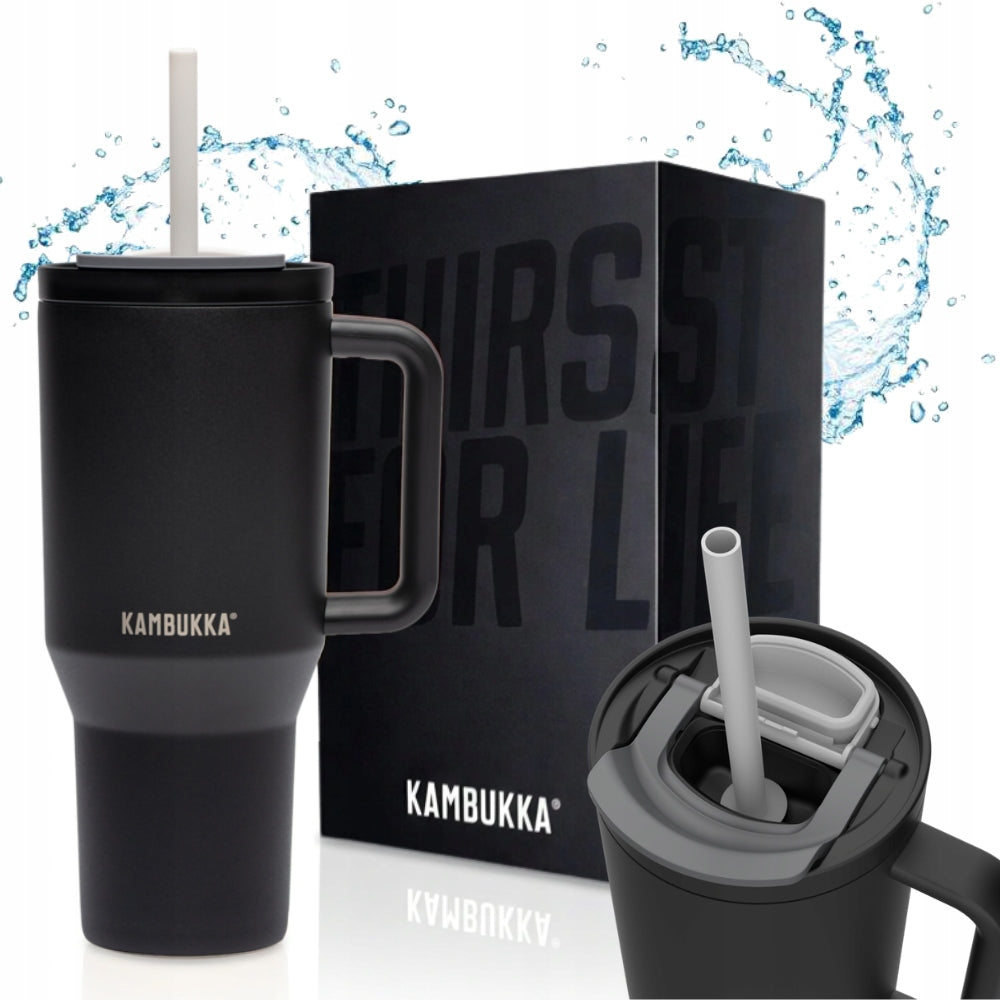 Mug with straw Kambukka thermal mug Rio 950ml Night Rider in a box