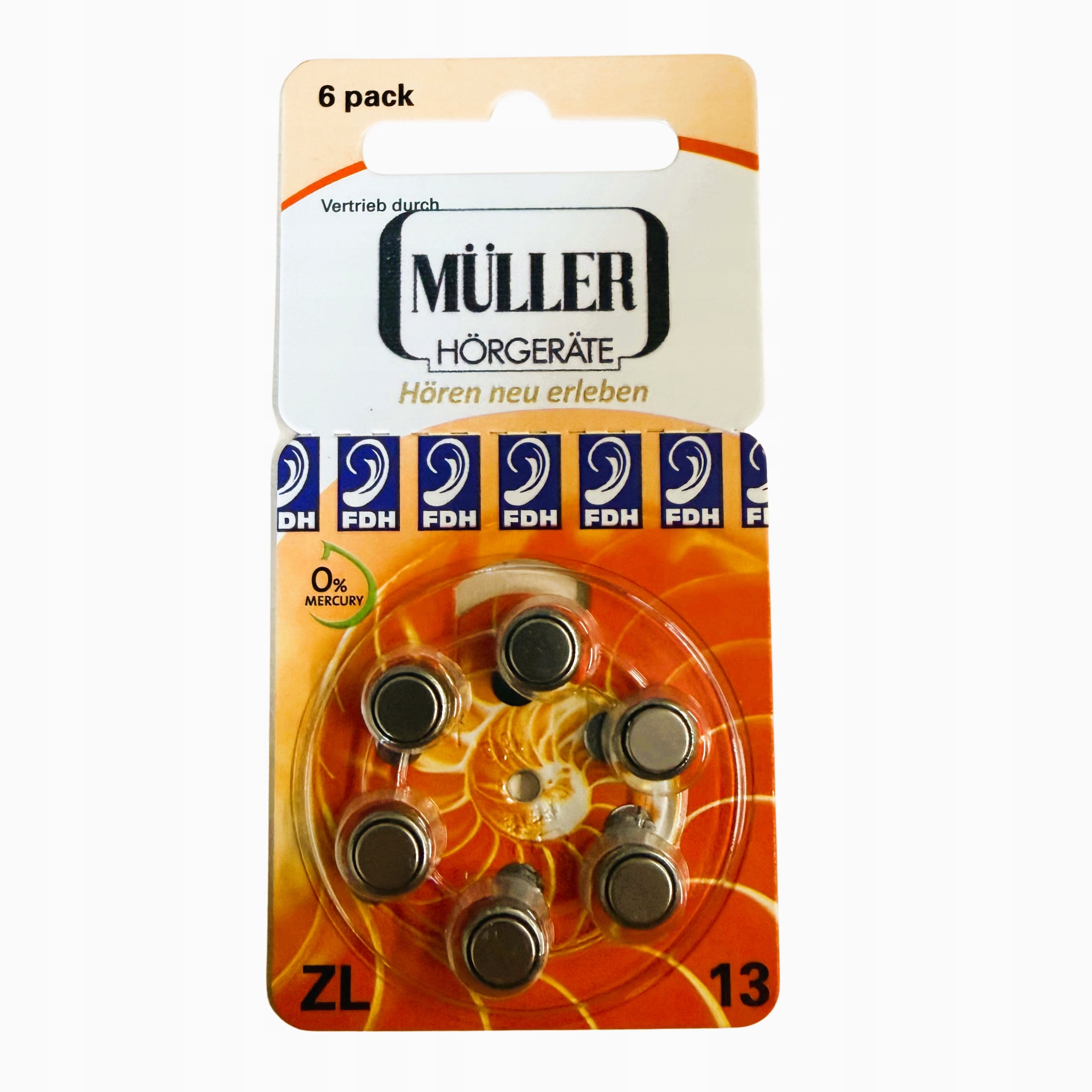 Muller FDH PR48 Hearing Aid Batteries Blister 6pcs 1,45V 13
