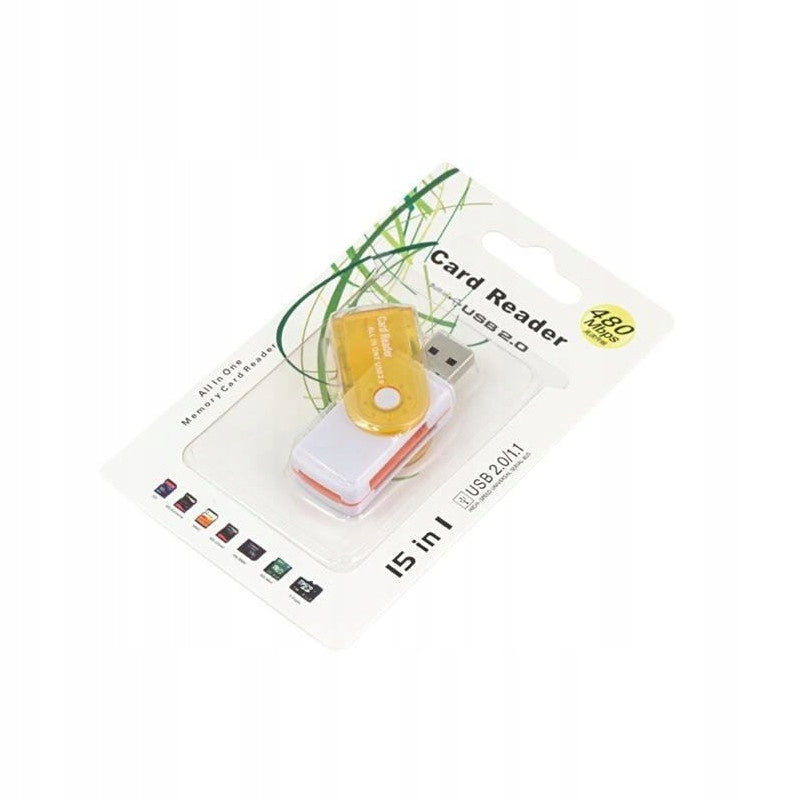 Multi card reader USB SD SDHC SD SDXC microSD pocket knife yellow white