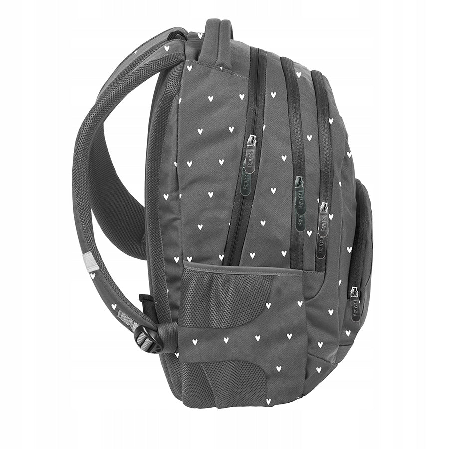 Multi-chamber school backpack BeUniq shades of gray and silver 20 l Manufacturer code BU24HT-2708