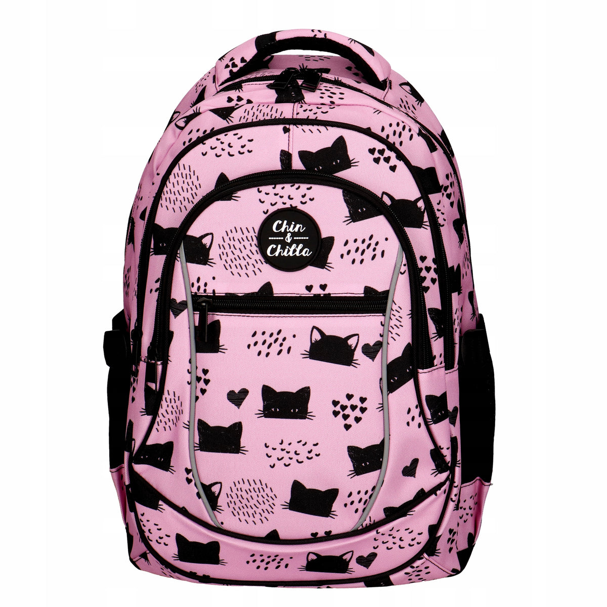 Multi-chamber school backpack Chin&Chilla black, pink 34 l
