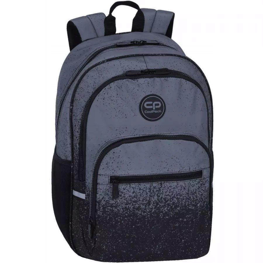 Multi-chamber school backpack CoolPack black, shades of gray and silver