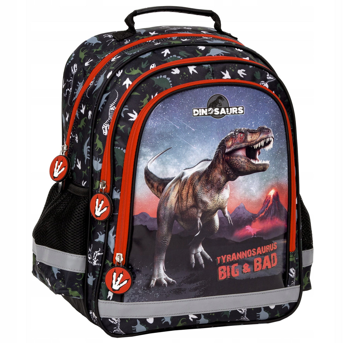 Multi-chamber school backpack Derform DINOSAUR dino holds A4