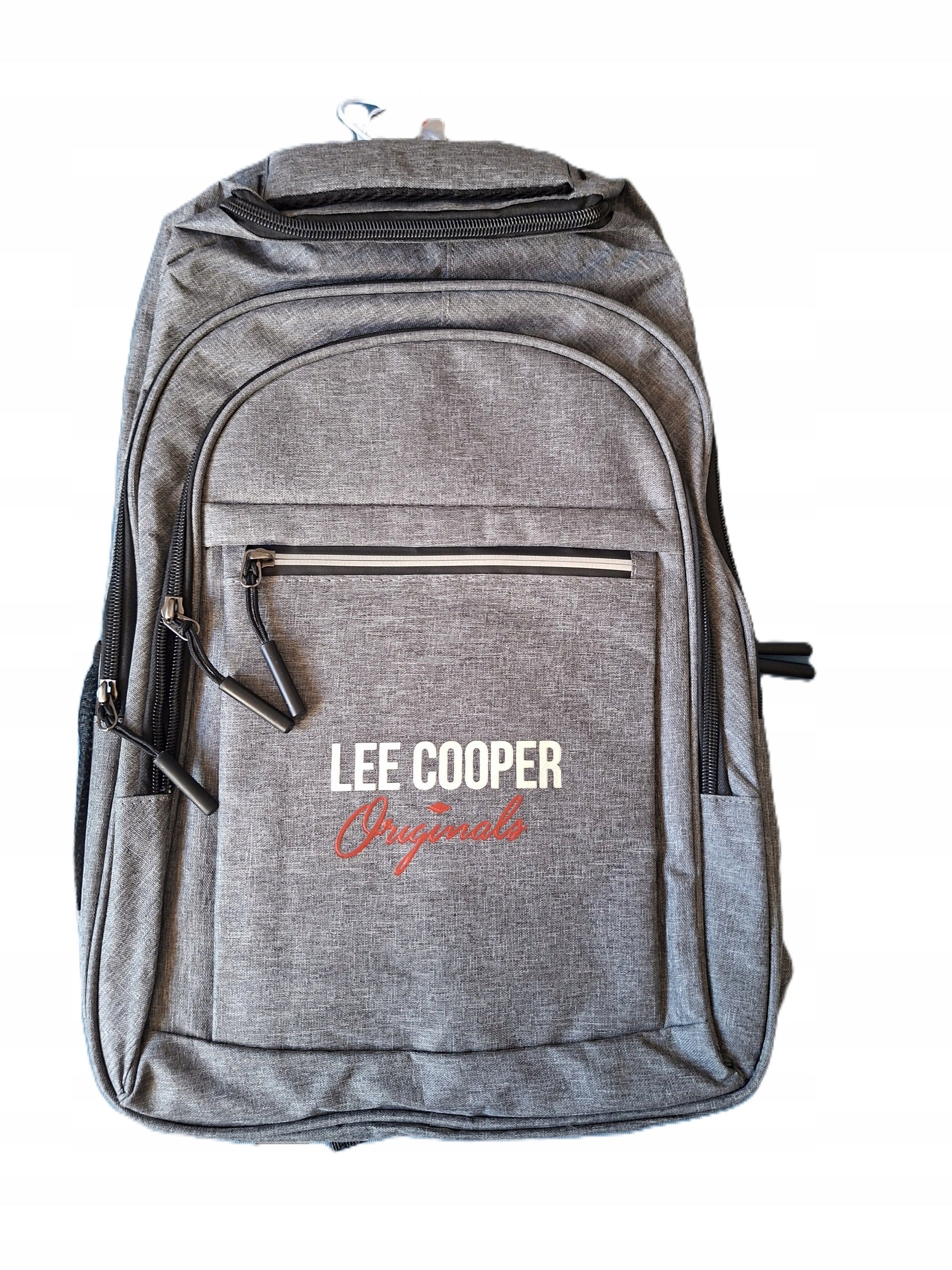 Multi-chamber school backpack Lee Cooper shades of gray and silver