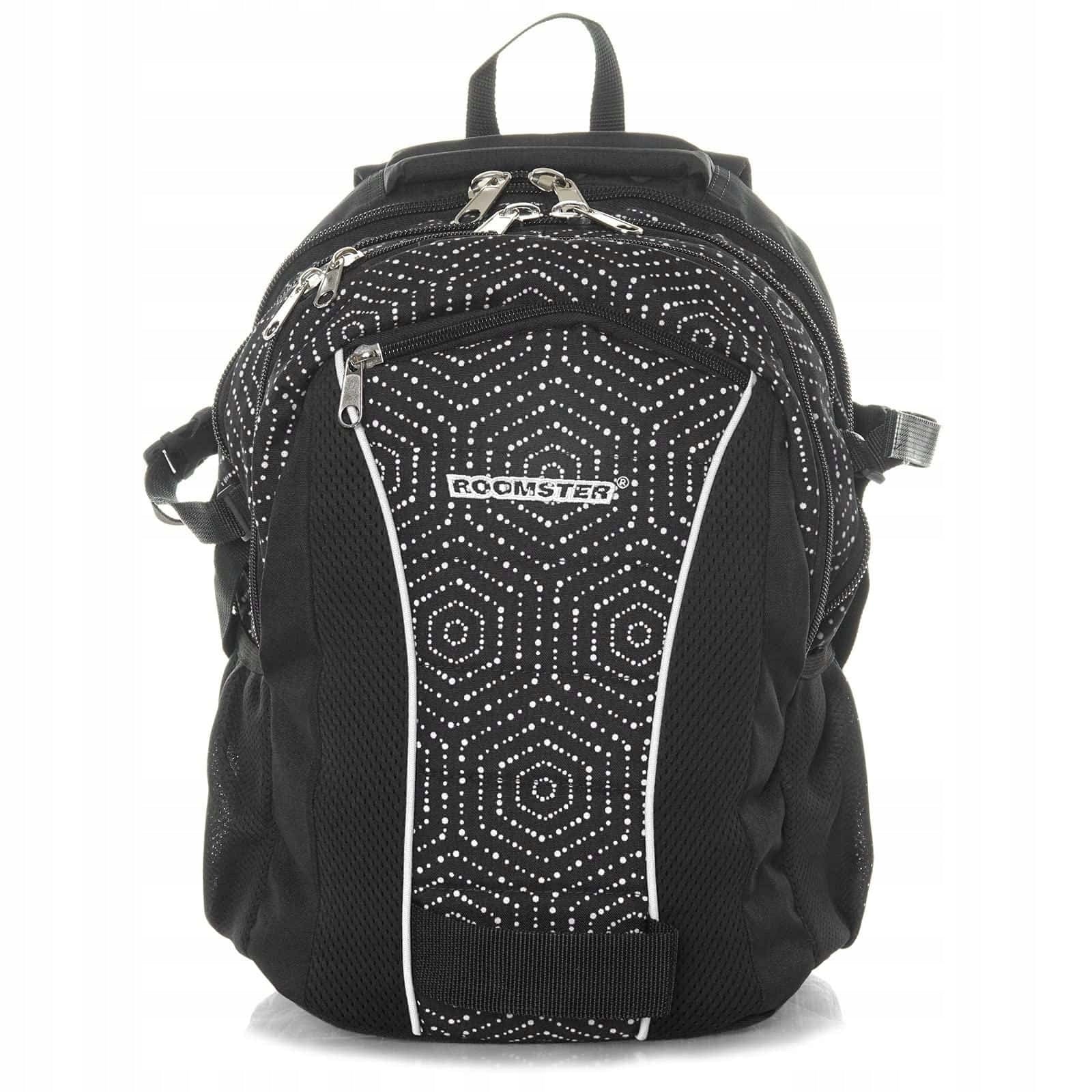 Multi-chamber school backpack ROOMSTER white, black 25 l