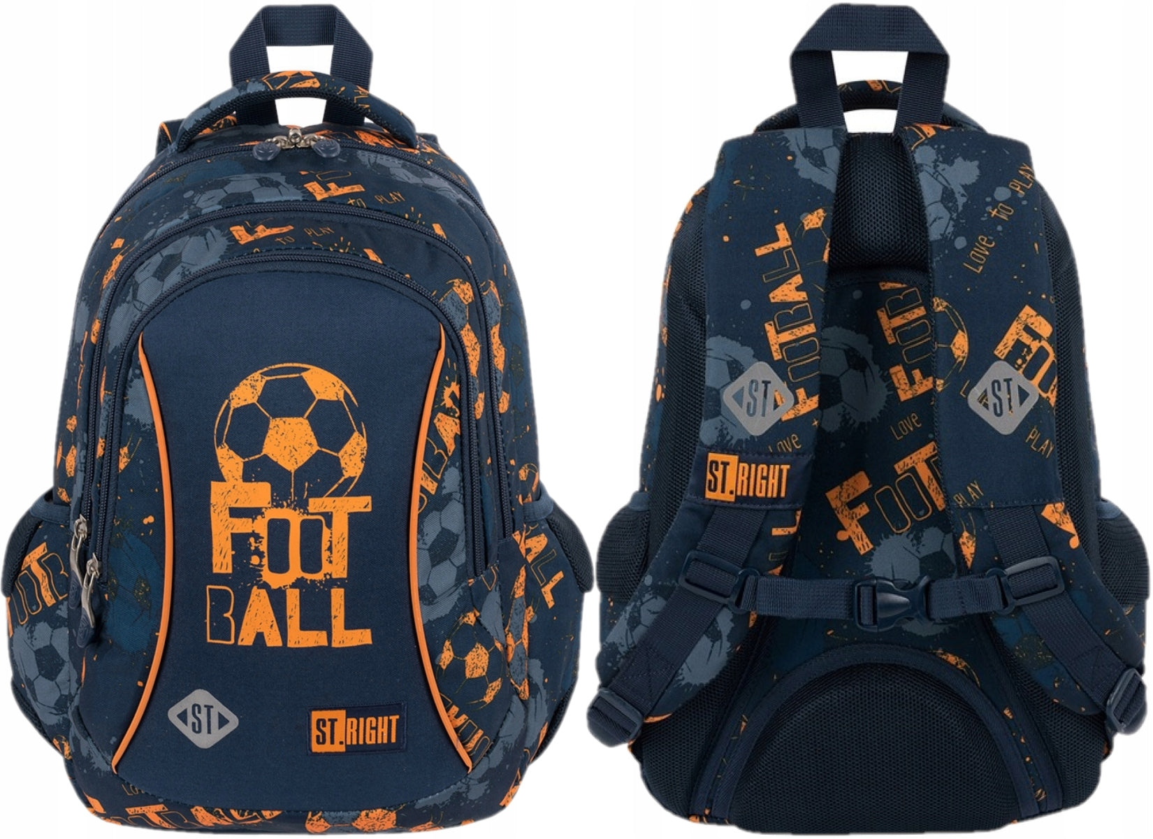 Multi-chamber school backpack St.Right blue with orange 20 l football Packaging status original