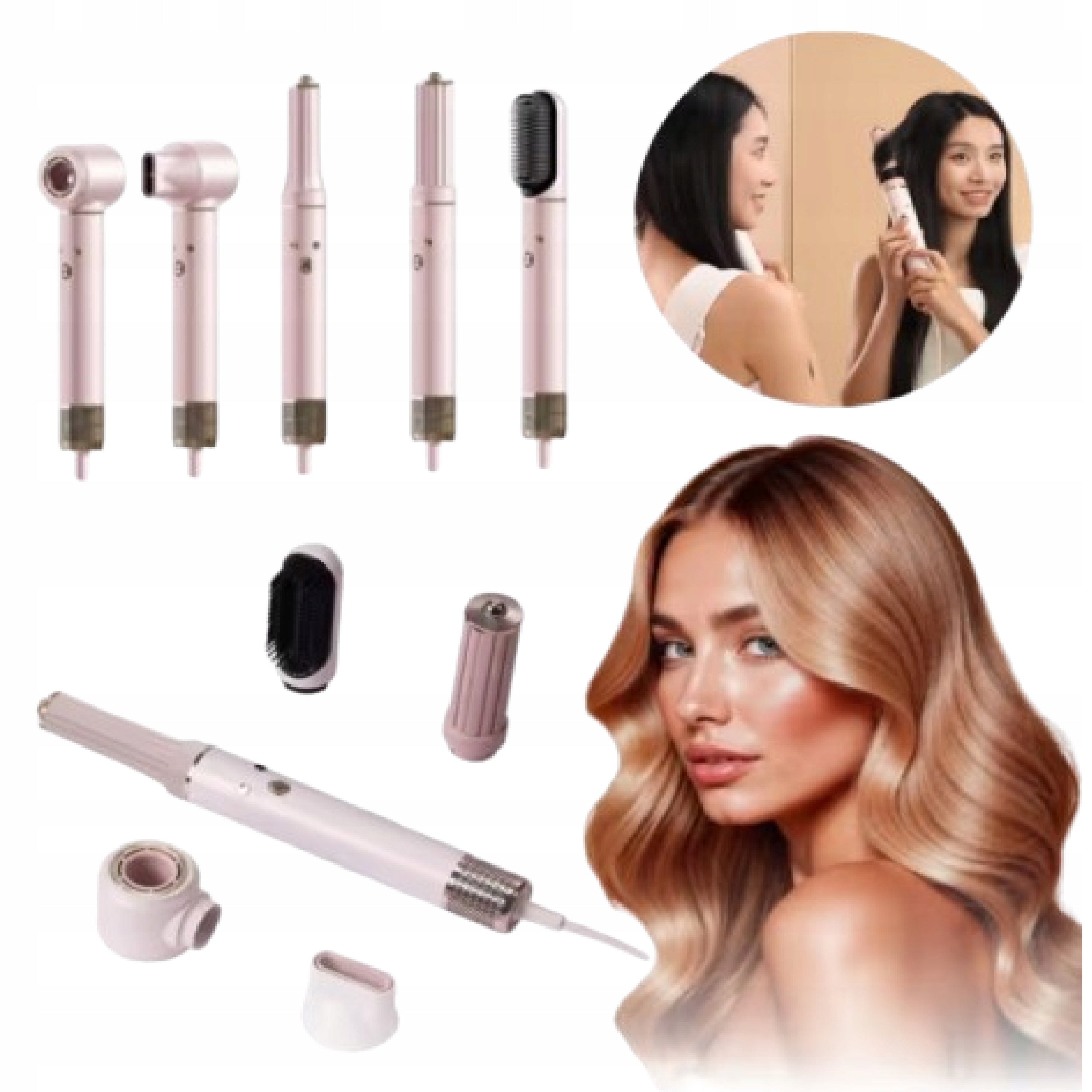 Multifunction Smoothing Dryer for Curls Pink COLD AIR SUPPLY IONIZATION