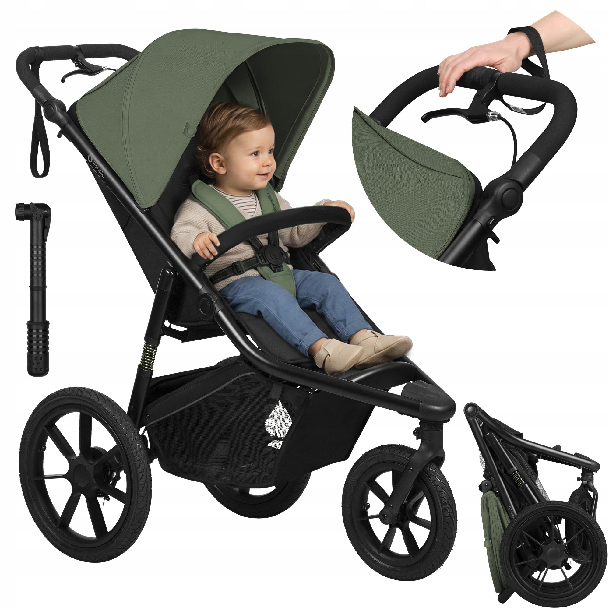 Multifunction sports trolley 2in1 walking 3 large wheels lionelo Azura