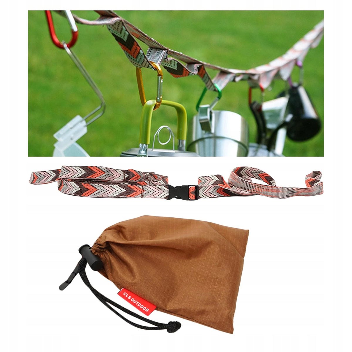 Multifunctional Camping ing Rope Colorful Rope Tent Cup Lamp Outdoors Brown