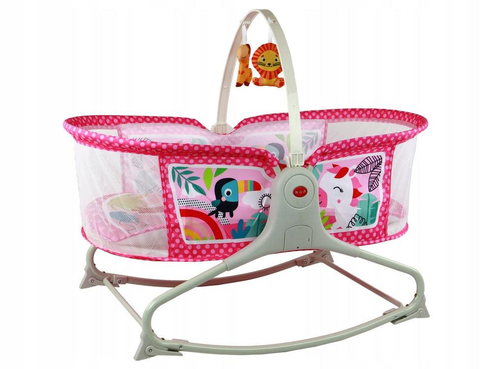 Multifunctional Cot Rocker 2in1 Baby Mat Sounds Vibration Pink Length 70 cm