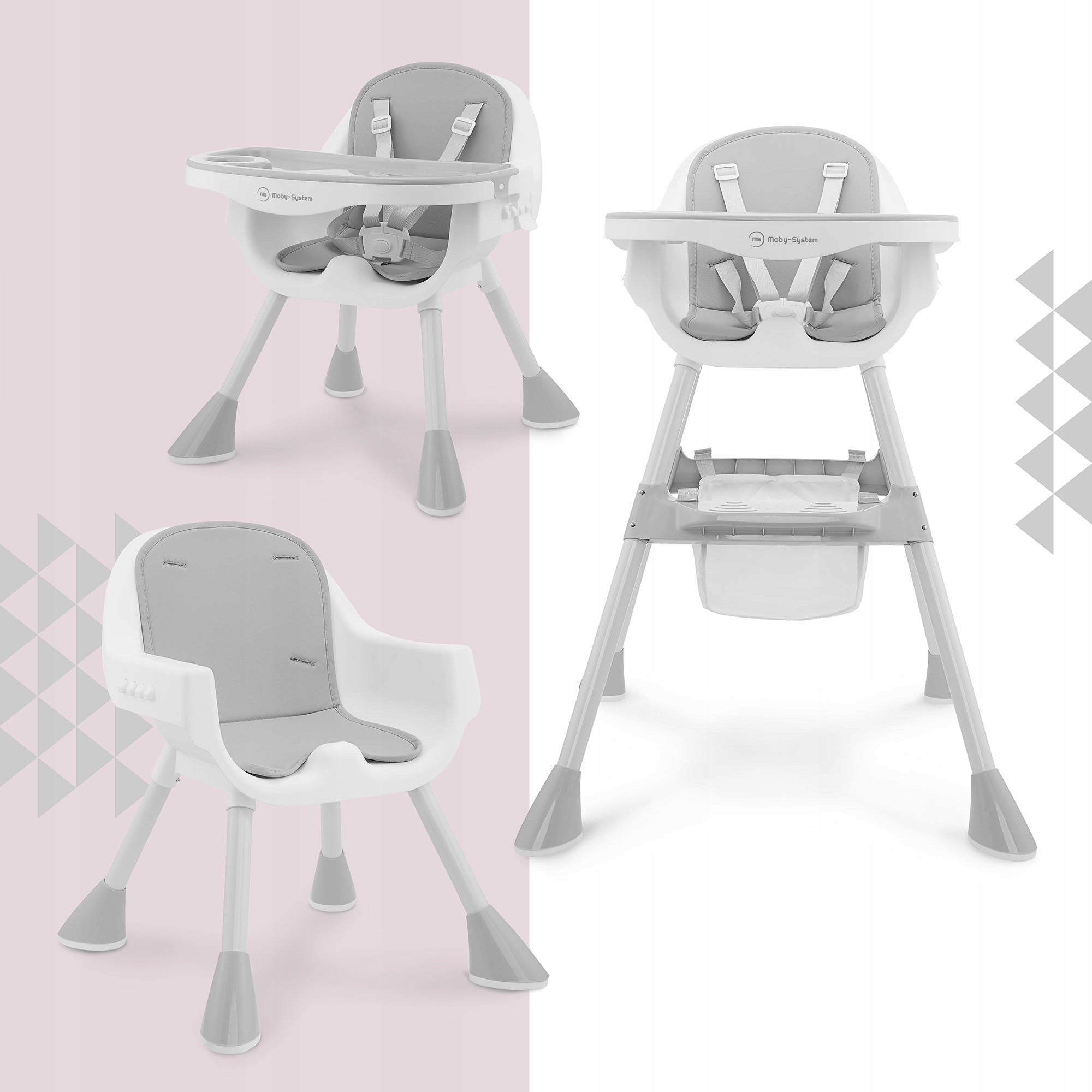 Multifunctional Highchair 2in1 Adjustable with Tray MOBY-SYSTEM Packaging status original