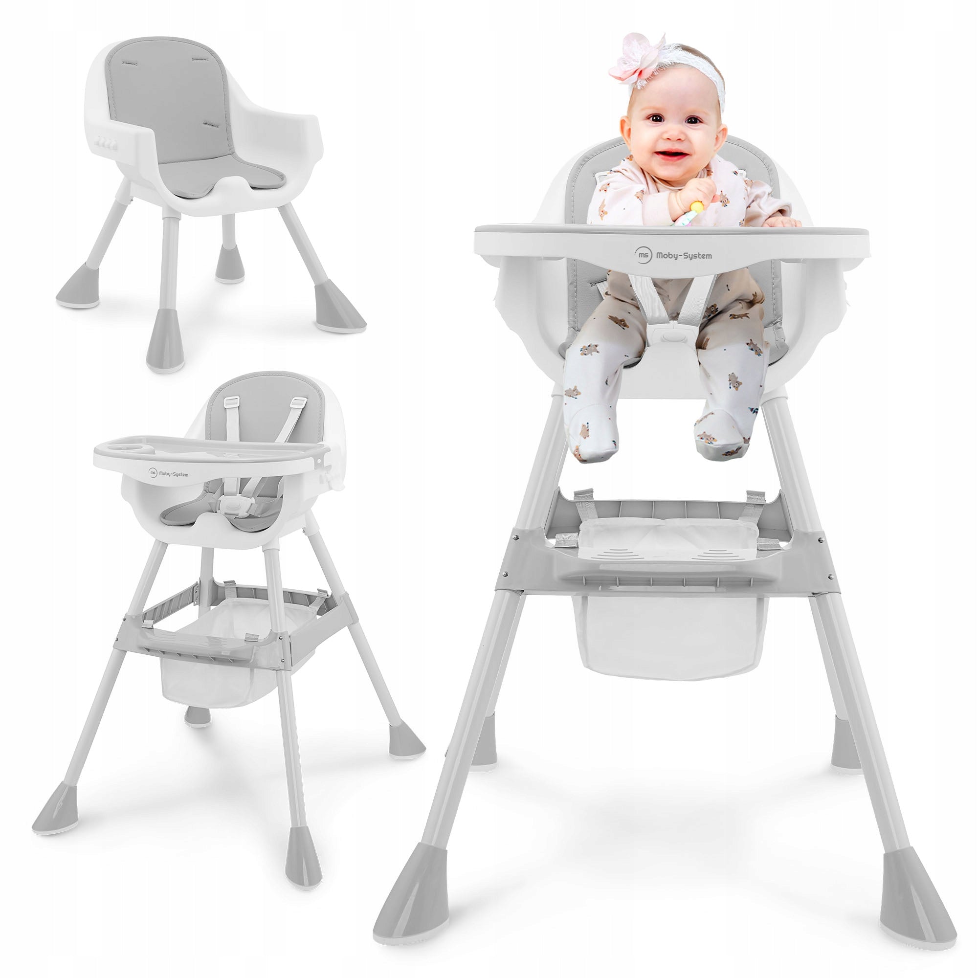 Multifunctional Highchair 2in1 Adjustable with Tray MOBY-SYSTEM