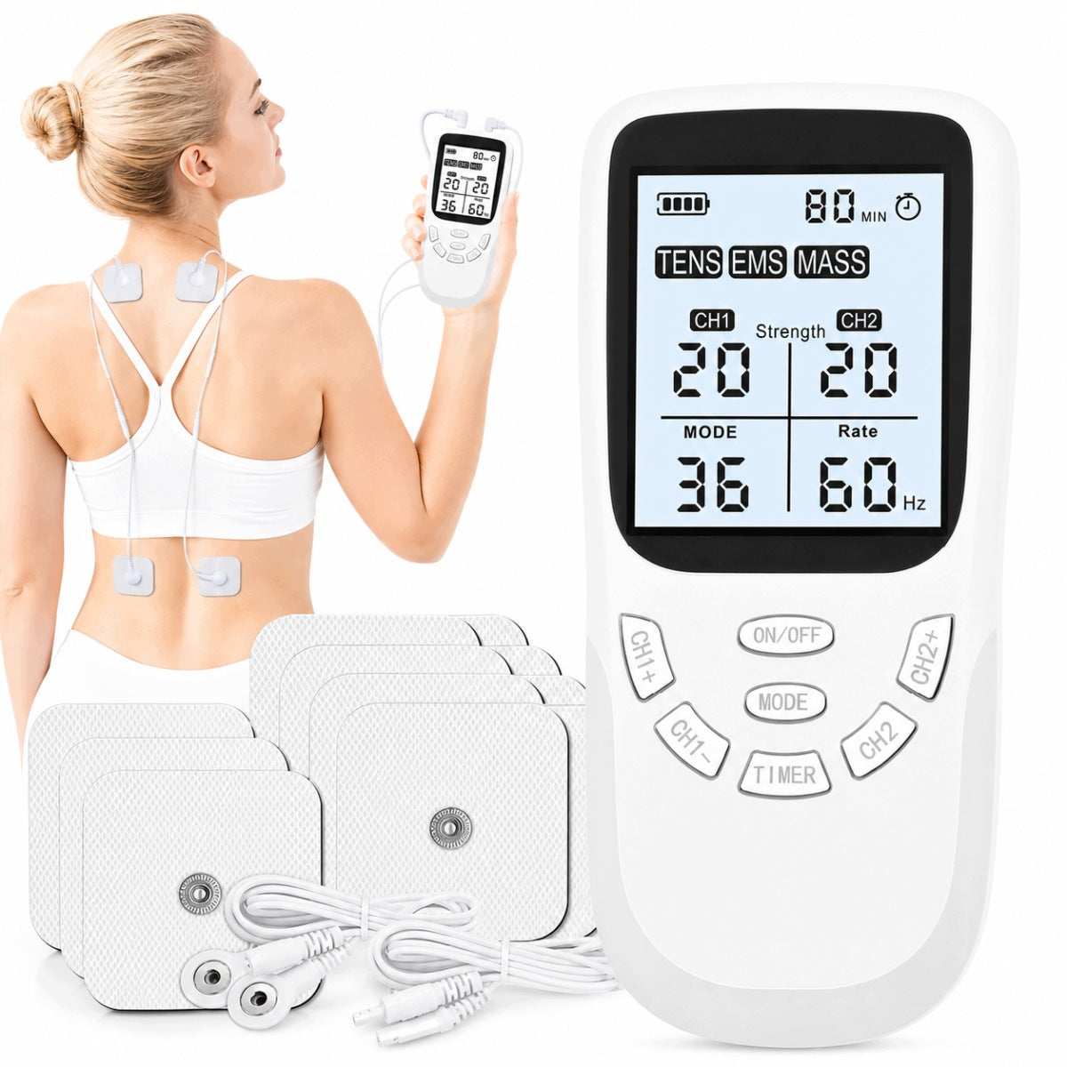 Multifunctional Pulse Massager for Body – Set with Electrodes