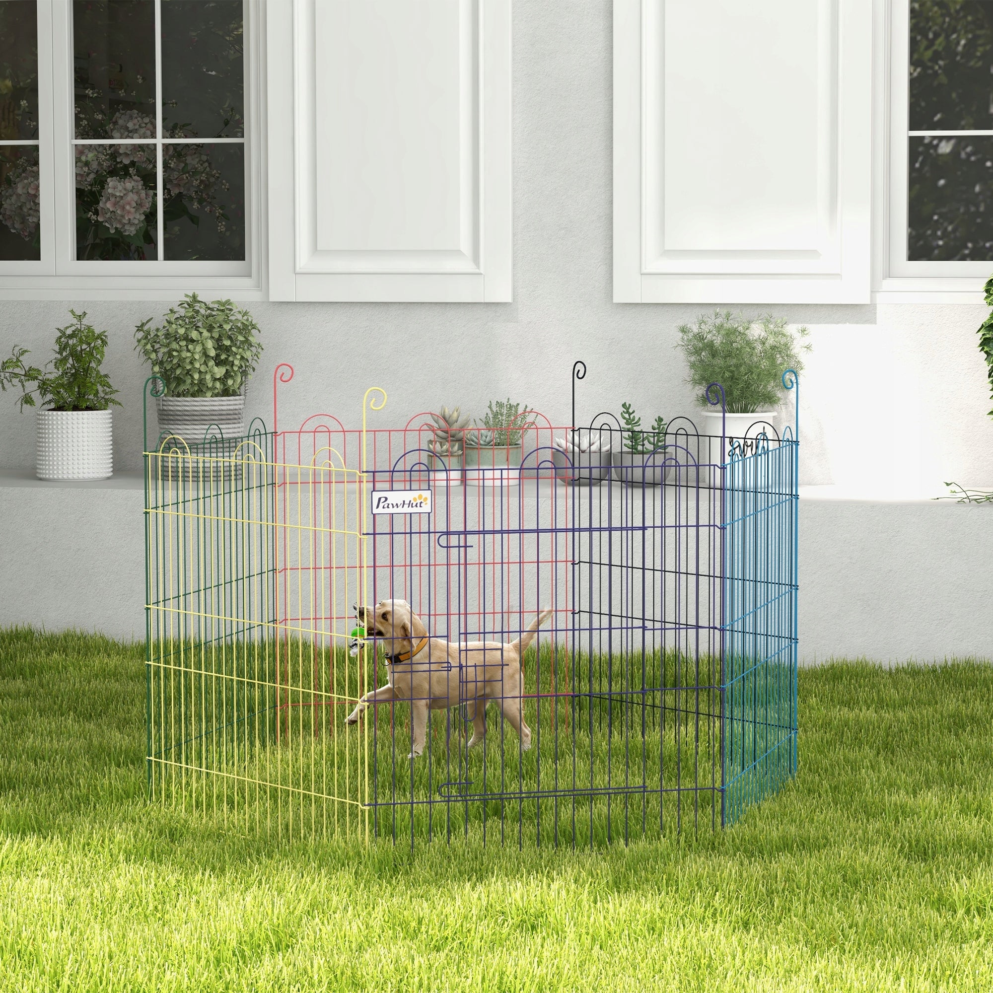 Multifunctional Puppy Runway, Modular Design, Closure, Metal Brand PawHut