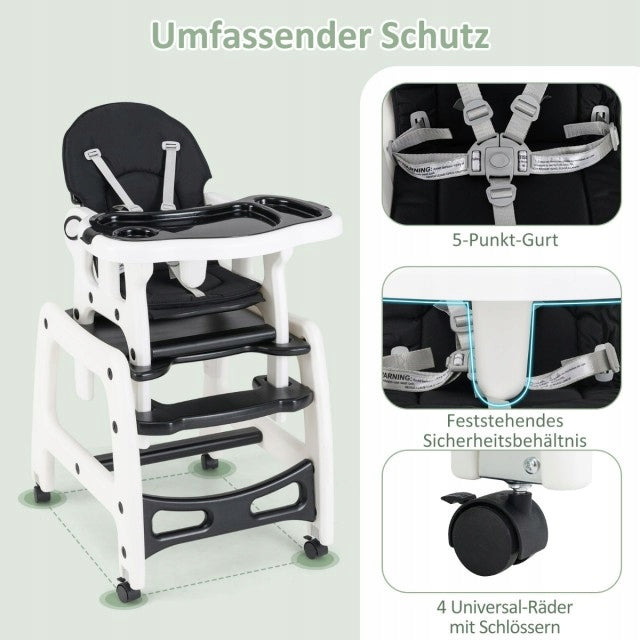 Multifunctional child seat Feeding table Toys 3in1 black and white Manufacturer code BB5604BKKALA
