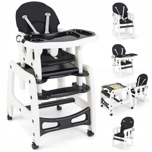 Multifunctional child seat Feeding table Toys 3in1 black and white