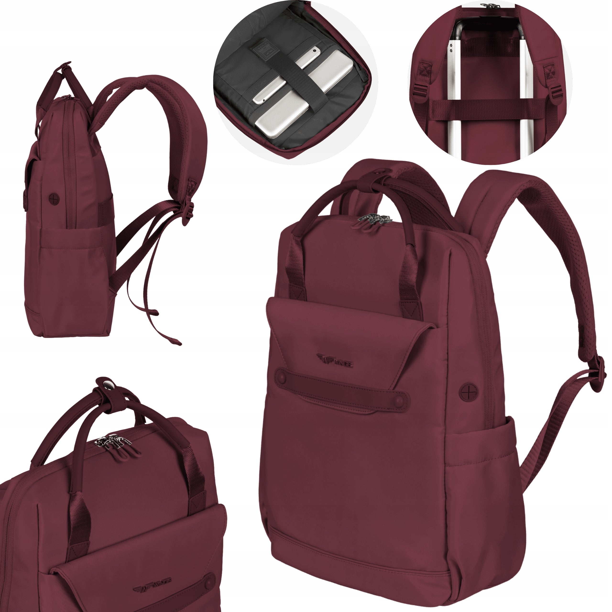 Multifunctional city backpack For airplane Ryanair SKYLARK burgundy WINGS