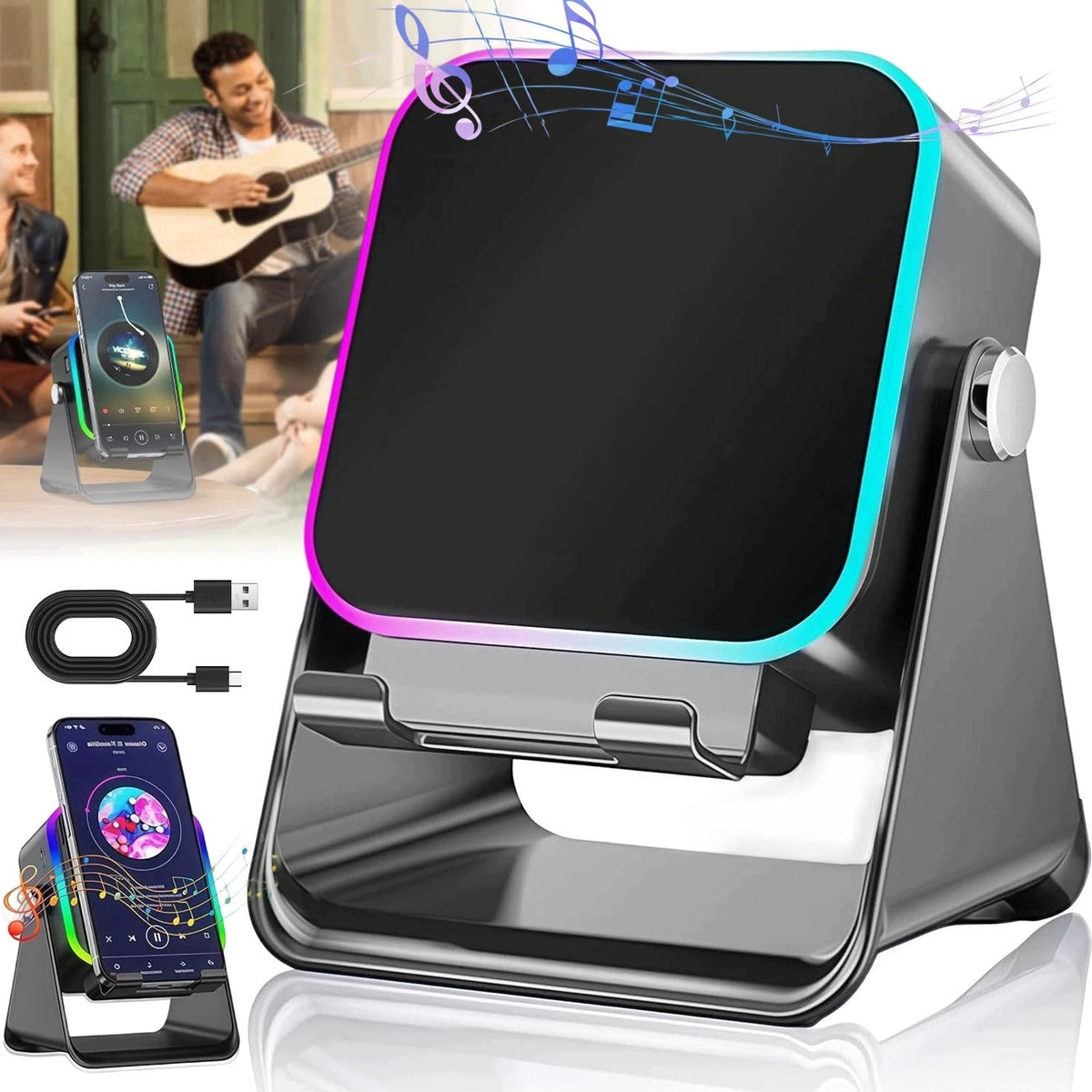 Multifunctional phone speaker with 360° Bluetooth 5.3 and RGB stand
