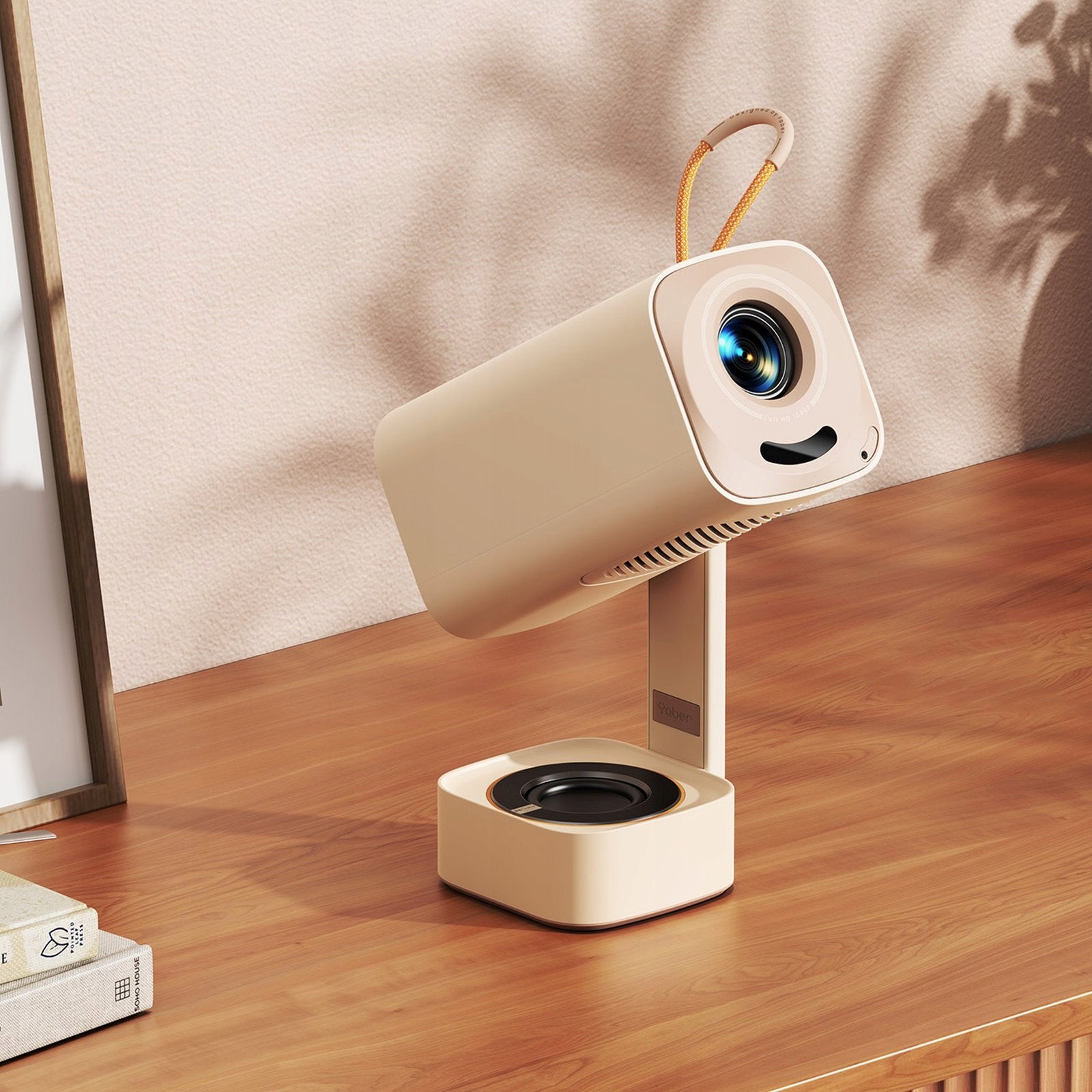 Multimedia Projector Portable Folding WiFi BT FullHD 1080p - Beige Model 4901673824657