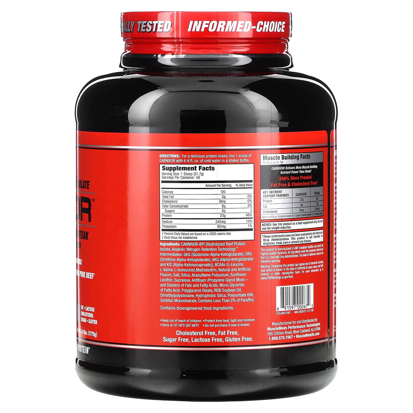 MuscleMeds, Carnivor, bioengineering beef protein isolate, vanilla with penalties Expiration date at least 3 months from the date of purchase