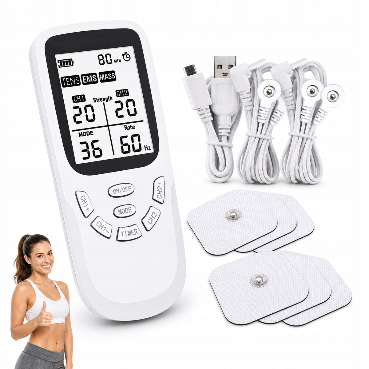 Musculoskeletal electrostimulator MASSAGE TENS EMS 36 programs