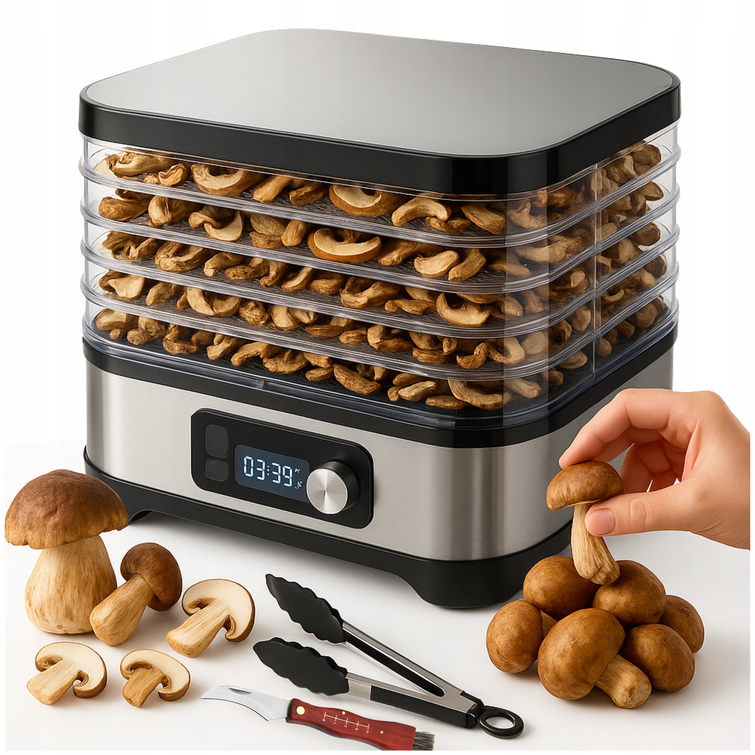 Mushroom Dryer Fruit Vegetable Herbs Large 5 Sit 400W Timer + Akcesoria Brand no brand