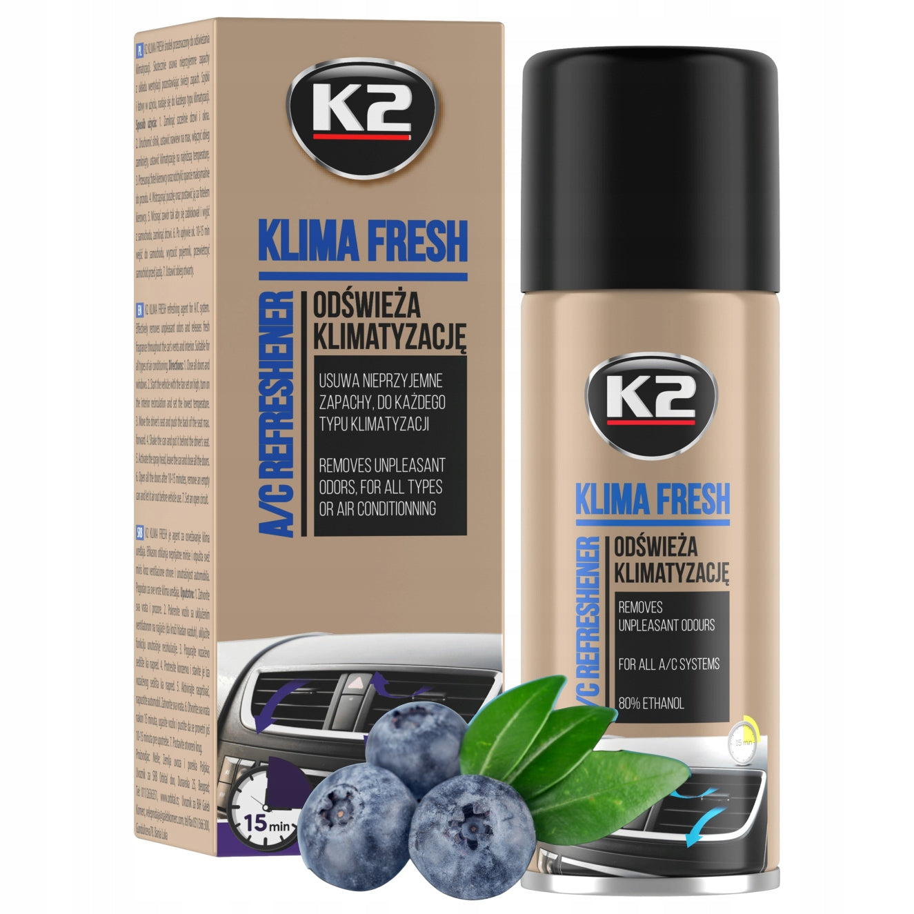 Mushroom for car air conditioning grenade K2 Klima Fresh Blueberry