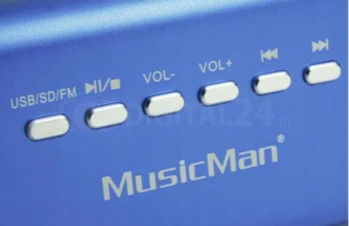 Musicman MA stereo speaker, MP3, radio, MicroSD input, USB connector, Aku. Packaging status original