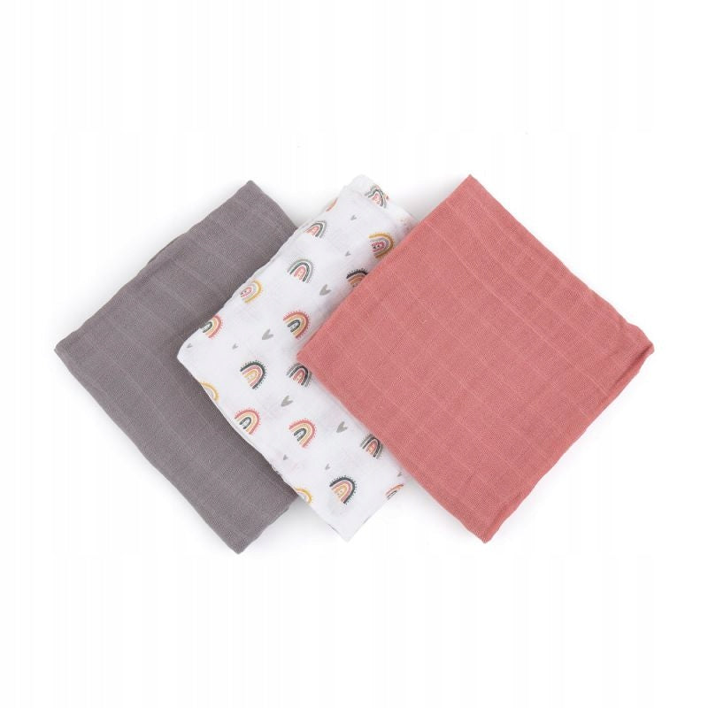 Muslin Diaper Petite&Mars Moussy Rose Rainbows Brand Petite&Mars