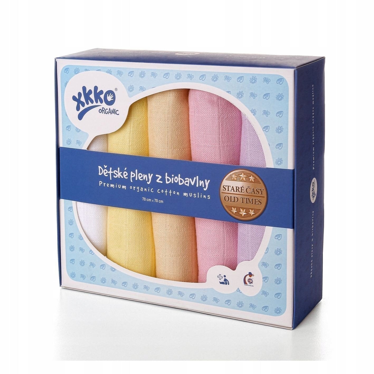 Muslin Diapers Old Times Organic Cotton 70x70 - 5 Pcs Pastel Kind other