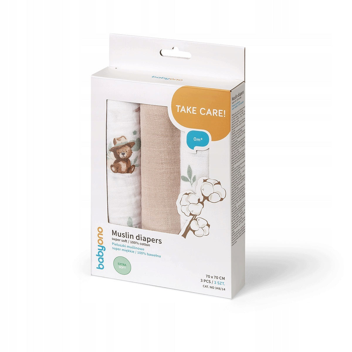 Muslin Diapers Thick Crocheted Diapers 100% Cotton 3 Pack Babyono Brand Babyono