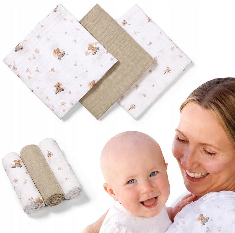 Muslin Diapers Thick Crocheted Diapers 100% Cotton 3 Pack Babyono