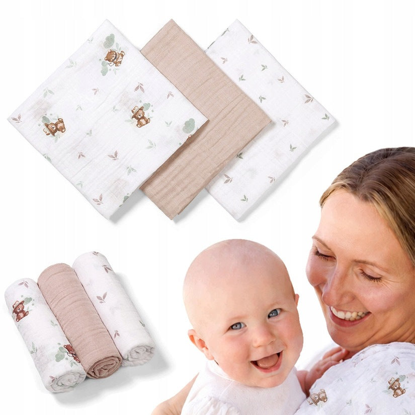 Muslin Diapers Thick Crocheted Diapers 100% Cotton 3 Pack Babyono