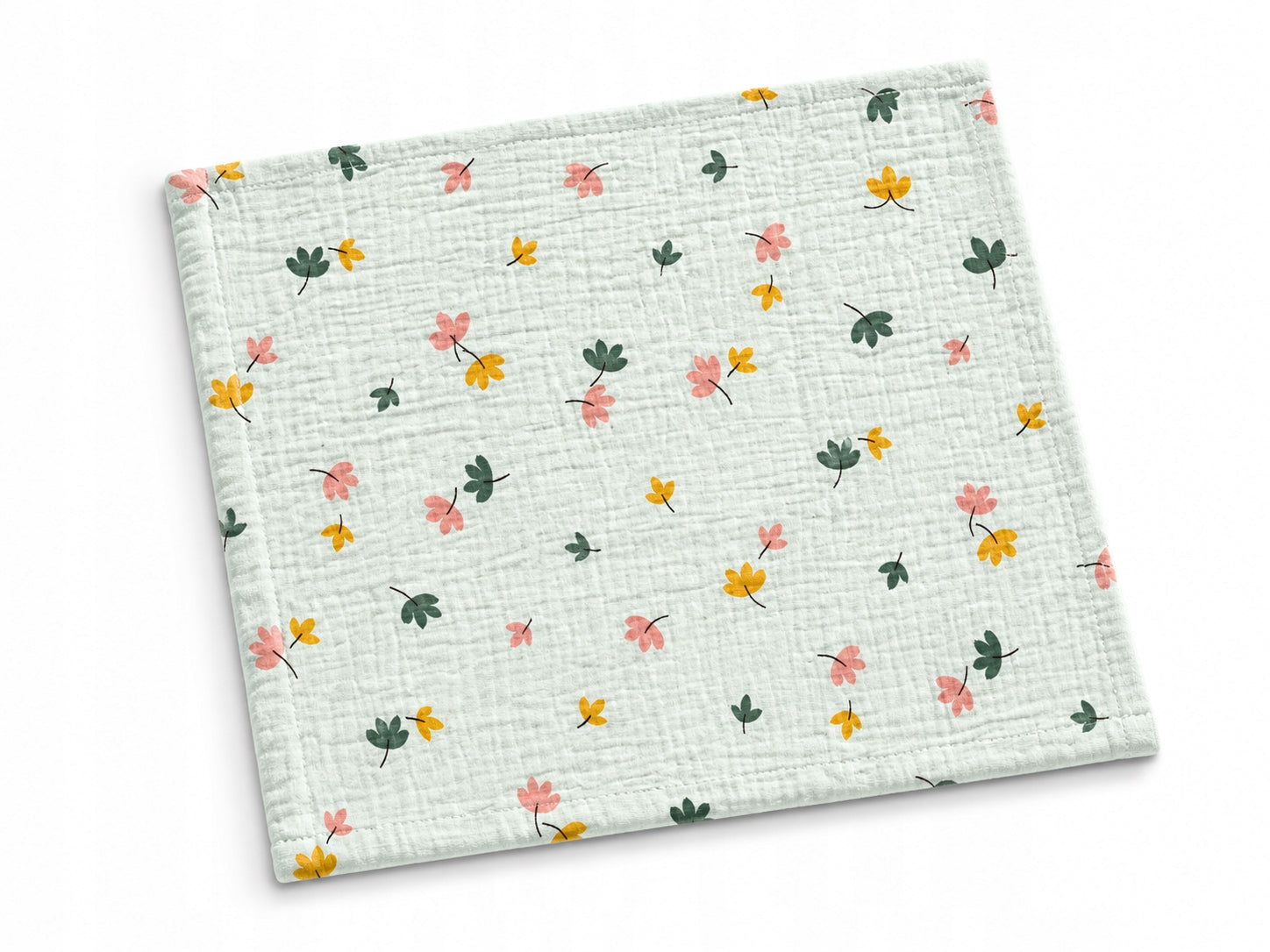 Muslin diaper 30x30 cm, downpour, handkerchief- green in leaves