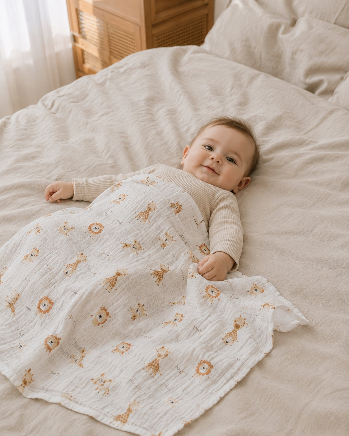 Muslin diaper 60x60,– mini zoo, 100% cotton Manufacturer code PM-60x60