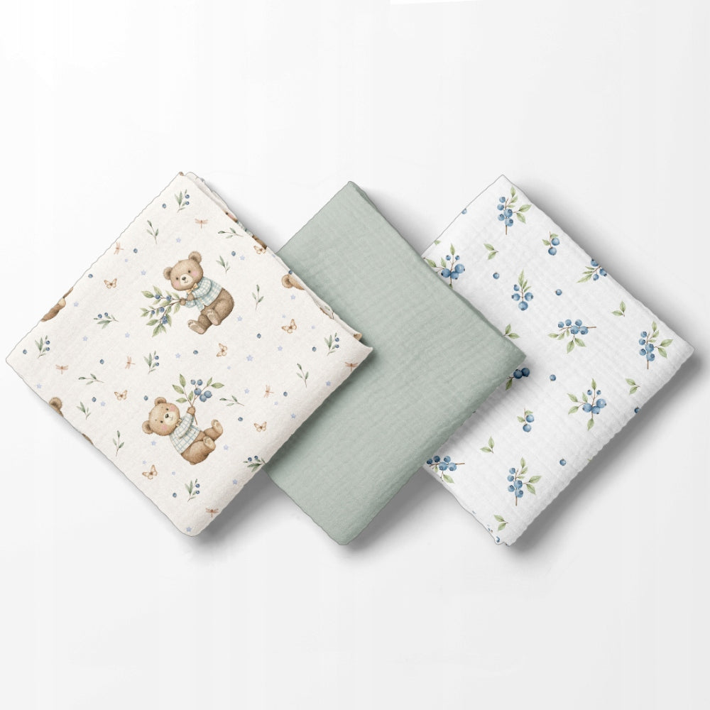 Muslin diaper Bocioland for babies bear sage cotton 70x70 Packaging status original