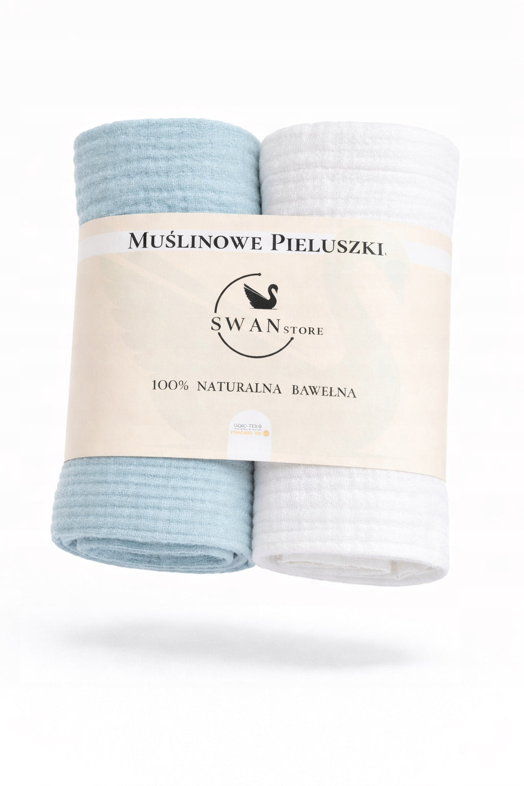 Muslin diapers 2pcs 60x60,set– white, blue100% cotton