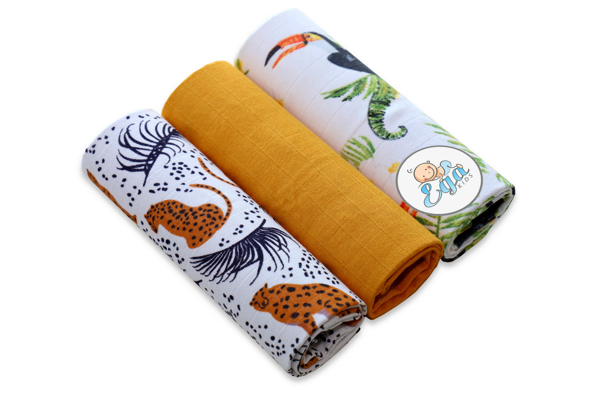 Muslin diapers 60x80 cm 3 pcs 100% cotton | Soft and breathable-4892 Packaging status original