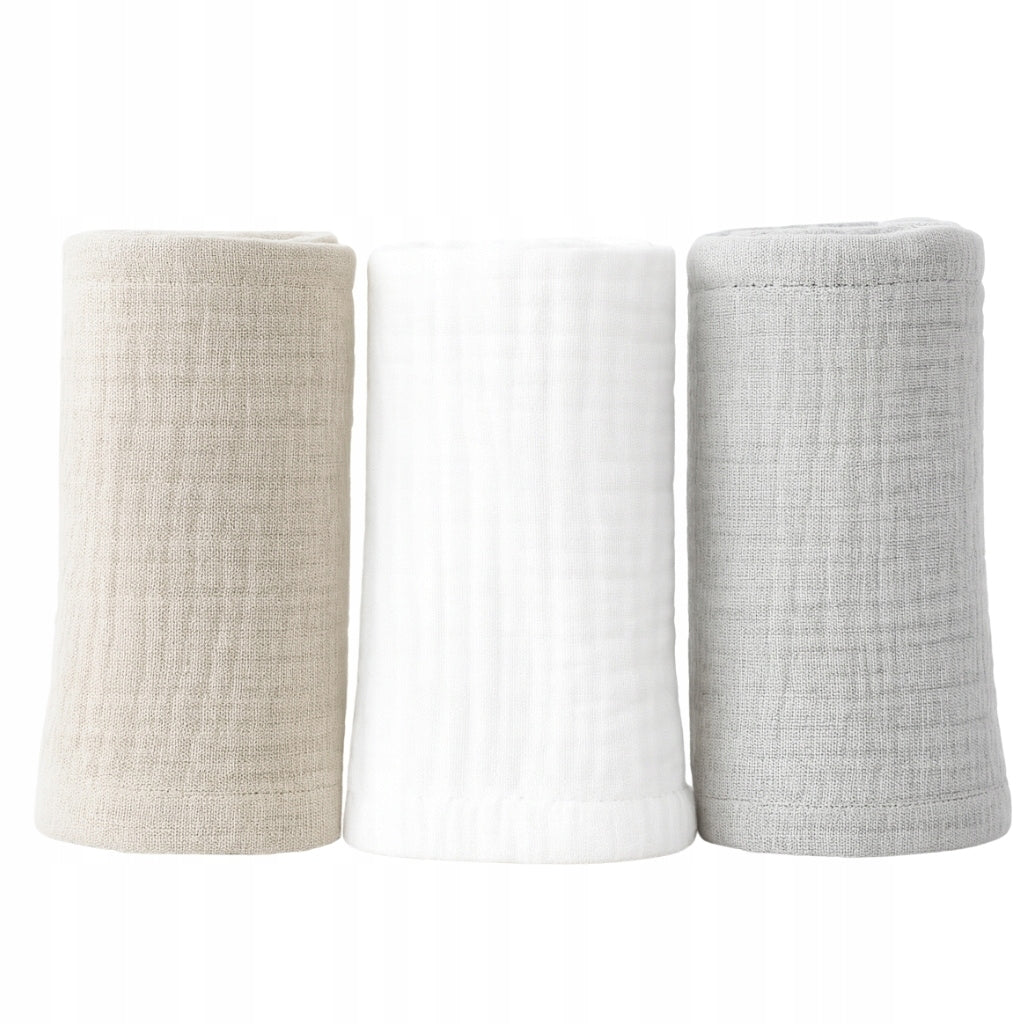 Muslin diapers beige boho 30x30cm, 3 pcs. colorful, downpours, wipes
