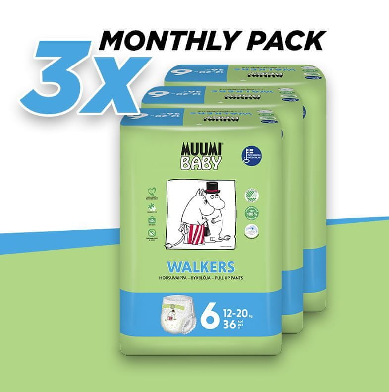 Muumi Baby Pants 6 Junior diapers 12-20 kg, 108 pcs. Brand Muumi