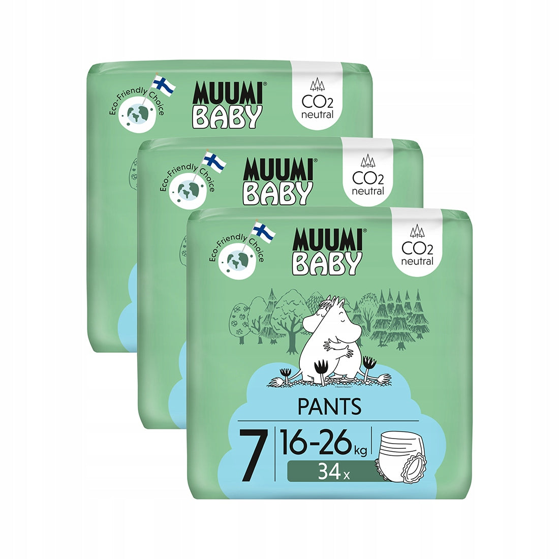 Muumi Baby Pants 7 XL diapers 16-26 kg, 102 pcs.