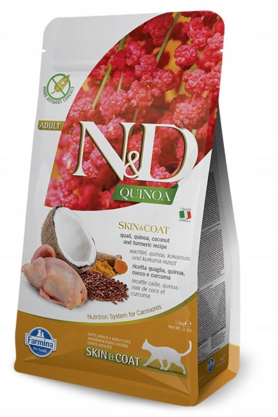 N&D GF Quinoa CAT Skin&Coat Quail & Coconut Varianta: 1,5 kg Product weight 1.5 kg