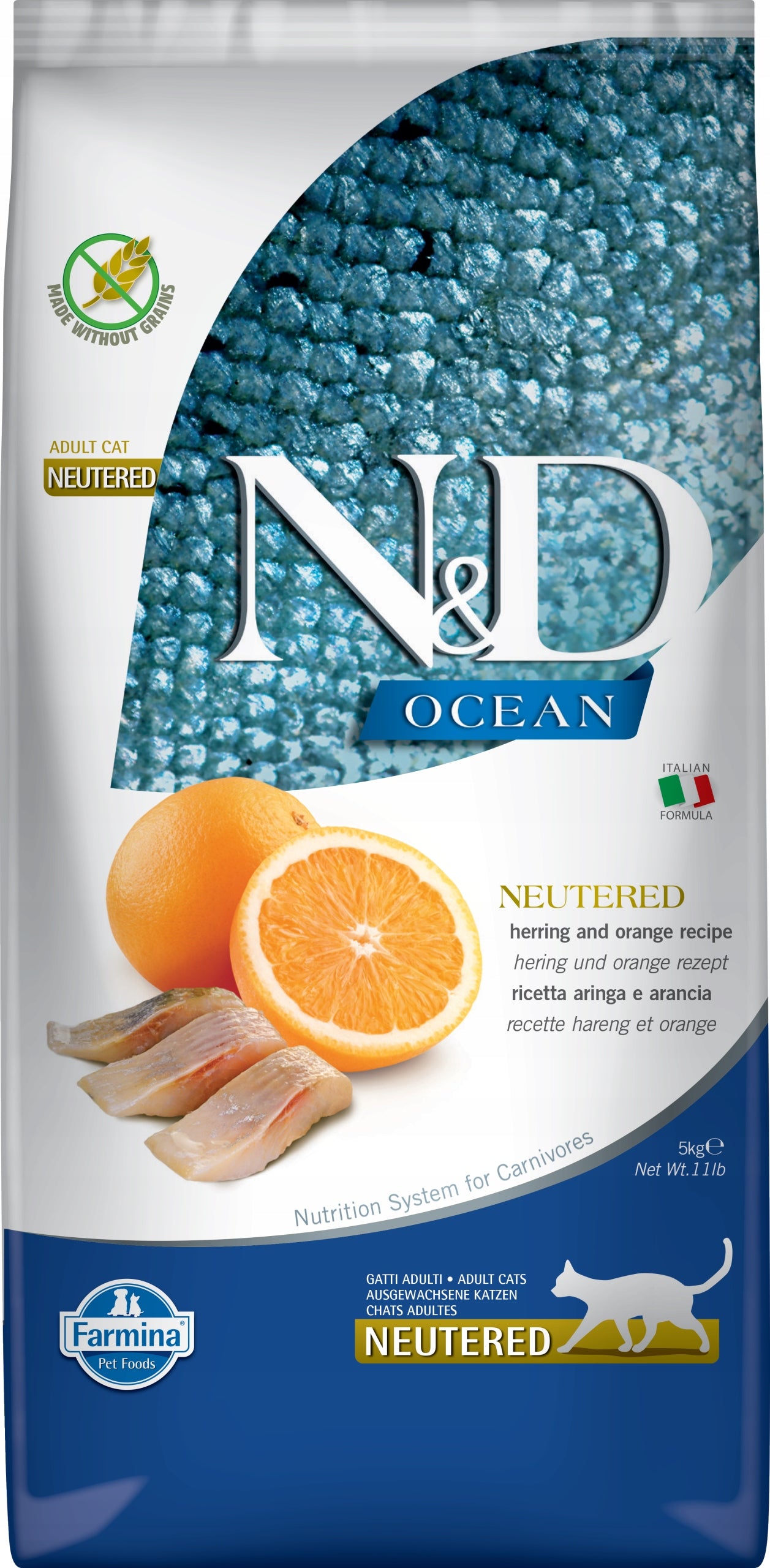 N&D OCEAN CAT NEUTERED Adult Herring & Orange Varianta: 5 kg Brand Farmina