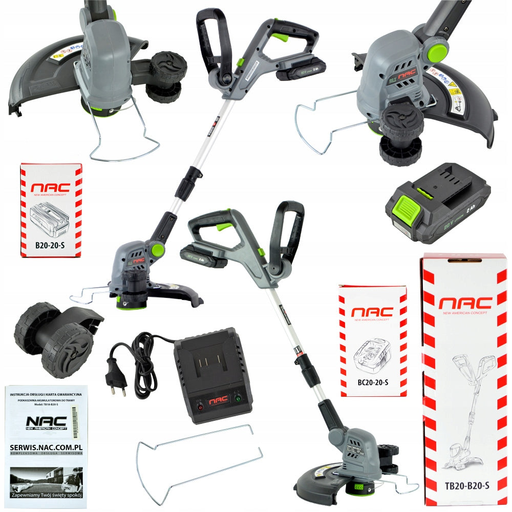 NAC 20V CORDLESS TRIMMER LARGE 2 Ah BATTERY ADJUSTABLE HANDLE