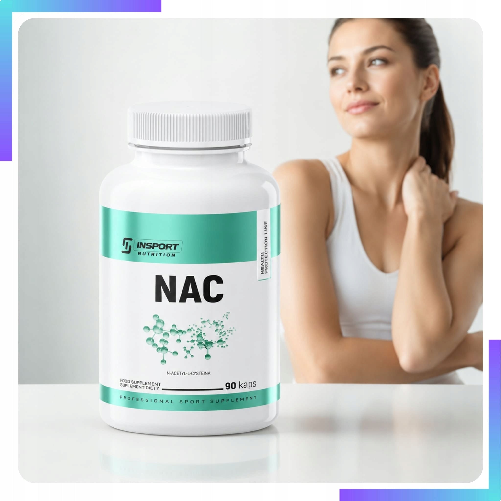 NAC 600mg 90 KAP N-ACETYL L-CYSTEINE HEALTHY LIVER PROTECTION | INSPORT For for women for men for seniors for athletes universal