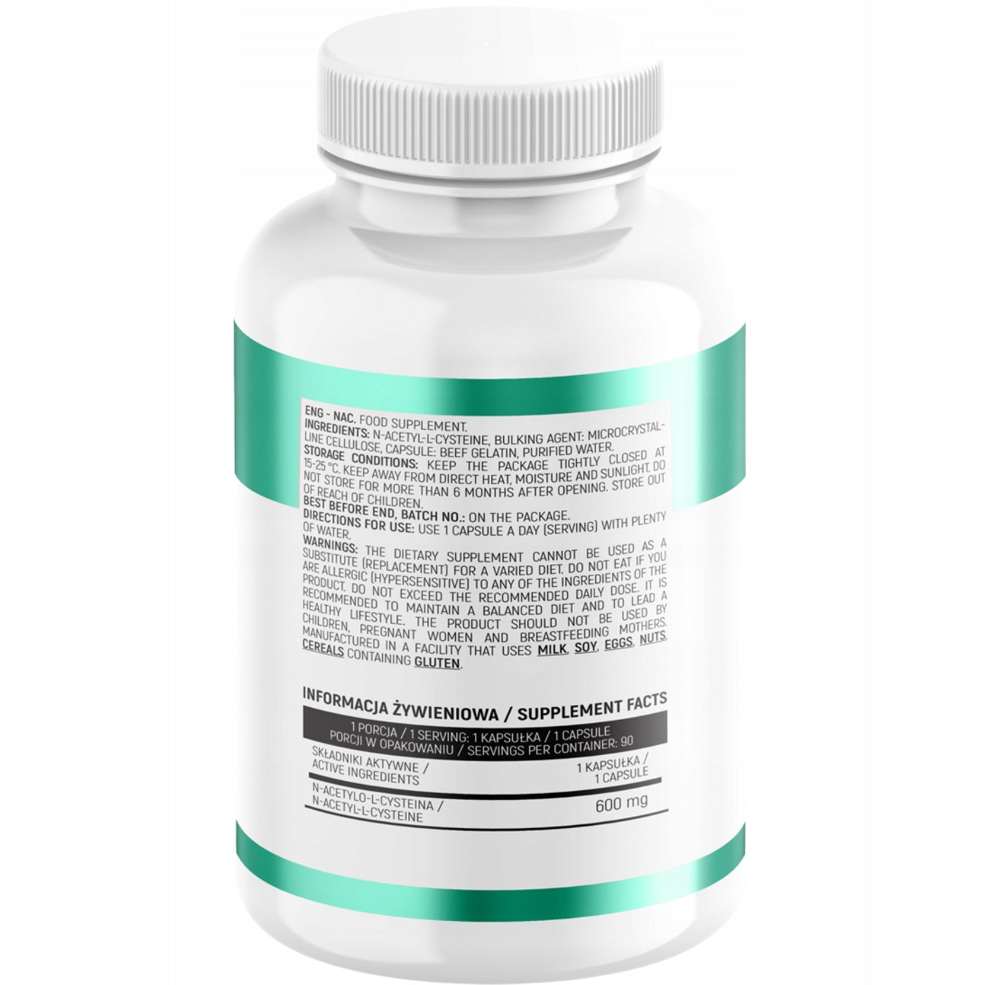 NAC 600mg 90 KAP N-ACETYL L-CYSTEINE HEALTHY LIVER PROTECTION | INSPORT Manufacturer code L-CYSTEINA ODPORNOŚĆ nac suplement diety 600